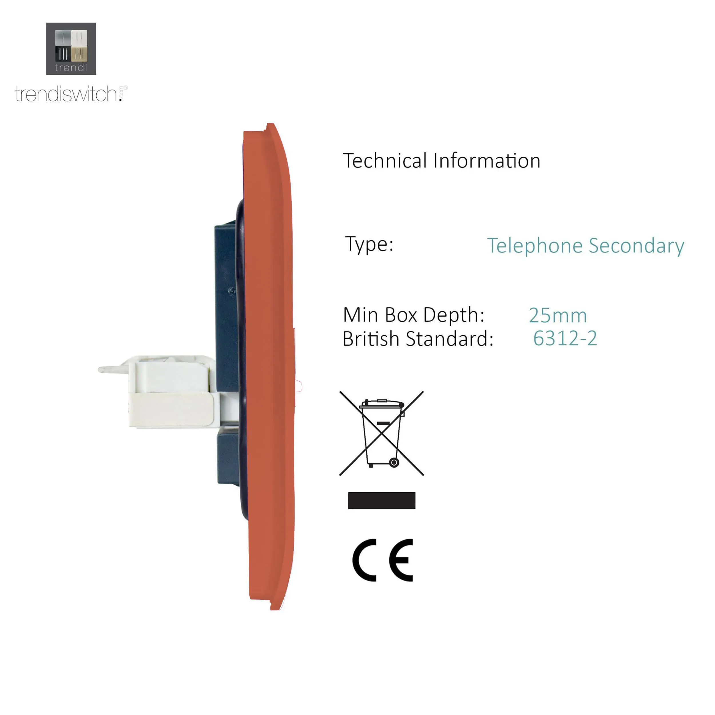Twin PC Ethernet Cat 5/6 Data Outlet Copper ART-2PCCPR  Trendi Copper